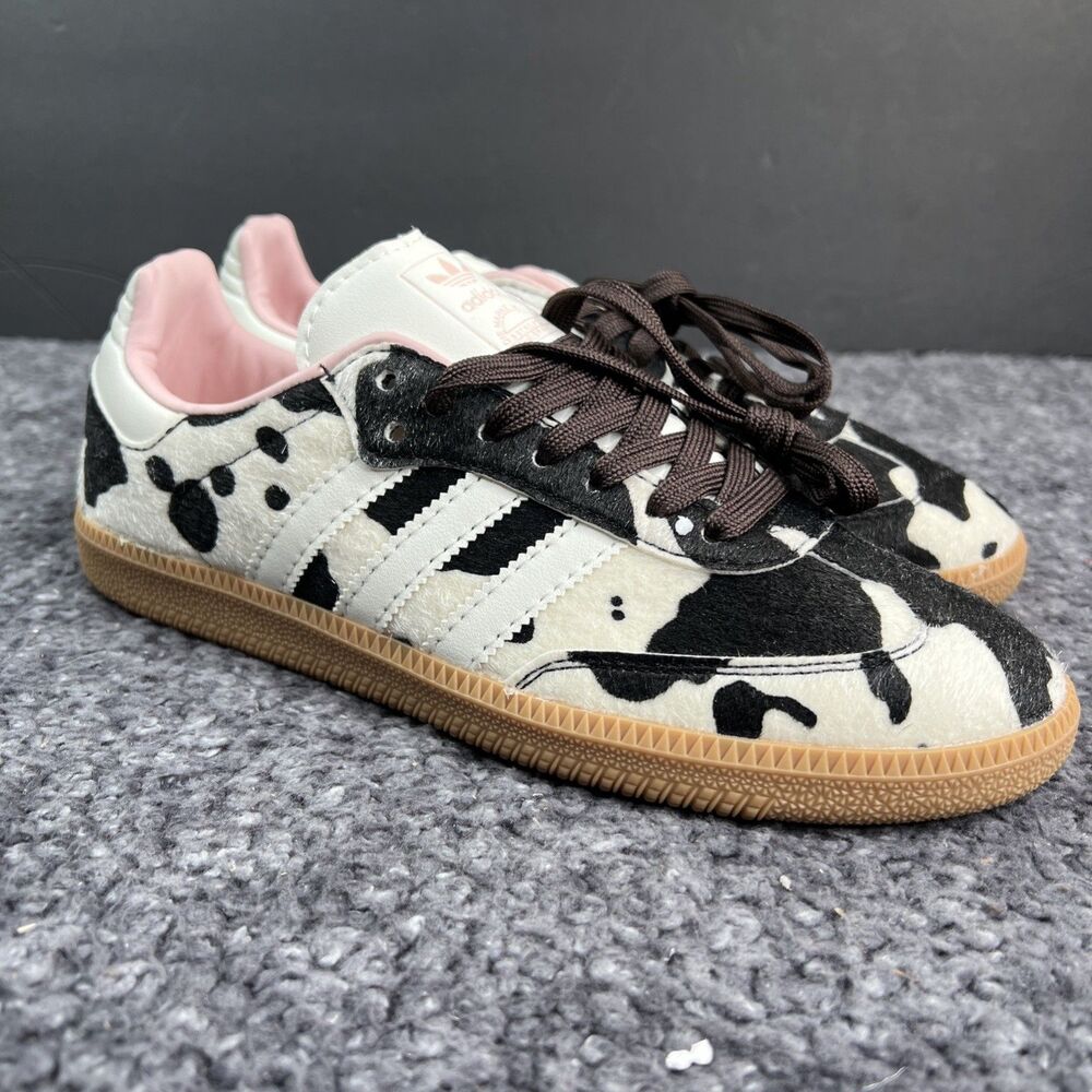adidas Women's Cow Print Sneakers with Pink Lining
